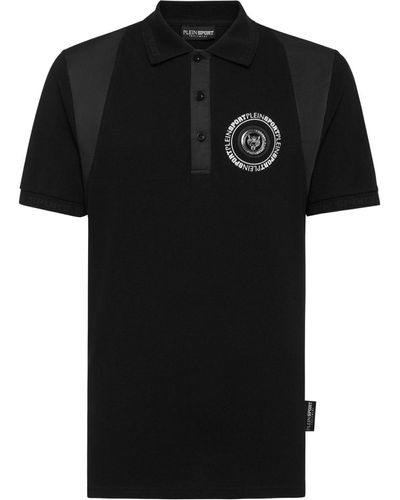 Philipp Plein Logo-patch Cotton Polo Shirt - Black