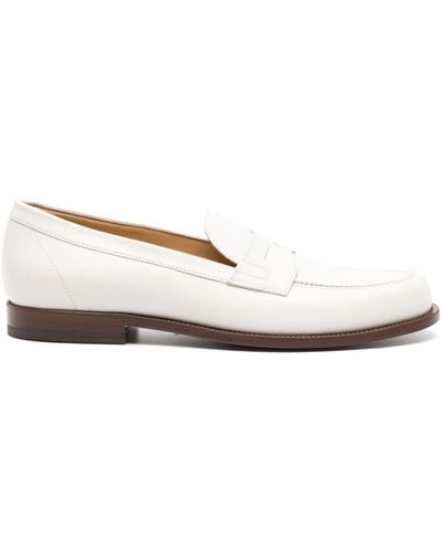 SCAROSSO Penny-slot Leather Loafers - Natural