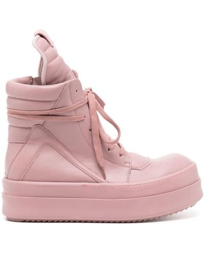 Rick Owens Mega Bumper Geobasket Leather Sneakers - Pink
