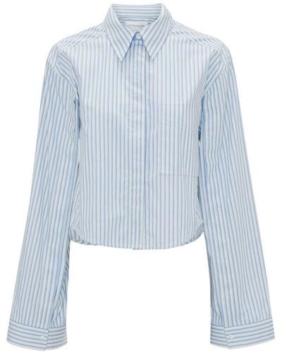 Victoria Beckham Striped Cropped Shirt - Blue