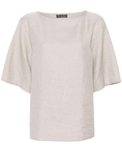 Loro Piana Mara Leinen-T-Shirt - Weiß
