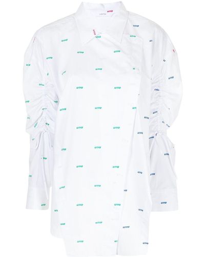 Pushbutton Camisa asimétrica con logo estampado - Blanco