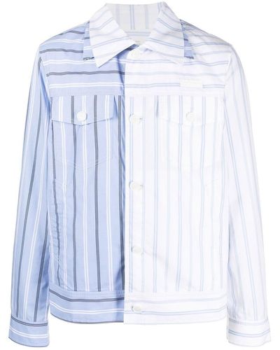 Feng Chen Wang Pinstripe Two-tone Shirt - Blue