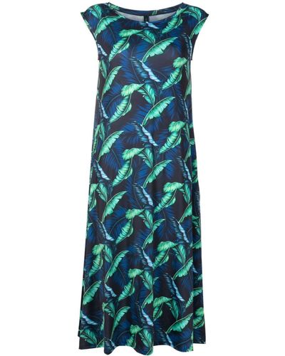 Lygia & Nanny Tie Leaf-print Midi Dress - Blue