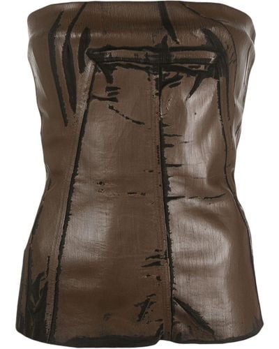 Rick Owens Coated-finish Cracked Bustier Top - Brown
