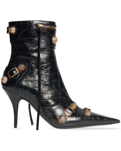 Balenciaga Cagole 90mm Leather Ankle Boots - Black