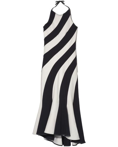 Marc Jacobs Vestido Wave a rayas con cuello halter - Blanco