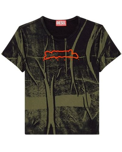DIESEL T-shirt T-Uncutie-Long-N5 con stampa - Verde