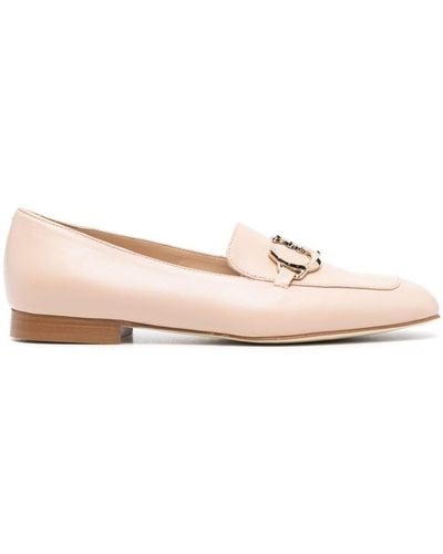 Casadei Logo Plaque Leather Loafers - Pink