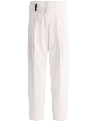 Peserico Fringed Cotton Trousers - White