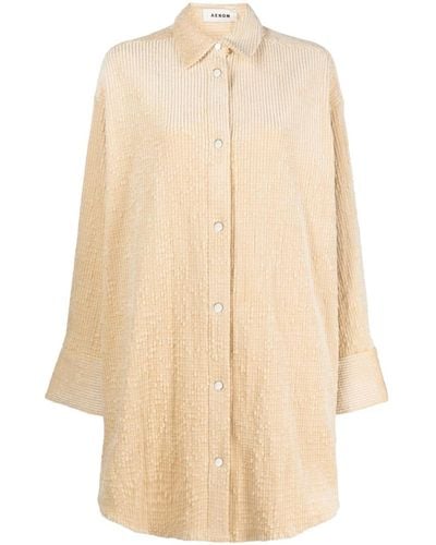 Aeron Long-sleeve Corduroy Shirt Dress - Natural