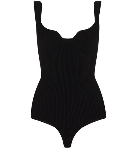 Khaite The Yves Ribbed-knit Bodysuit - Black