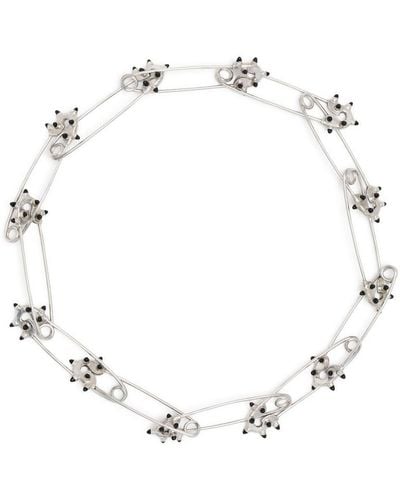 Natasha Zinko Pins Silver Necklace - White