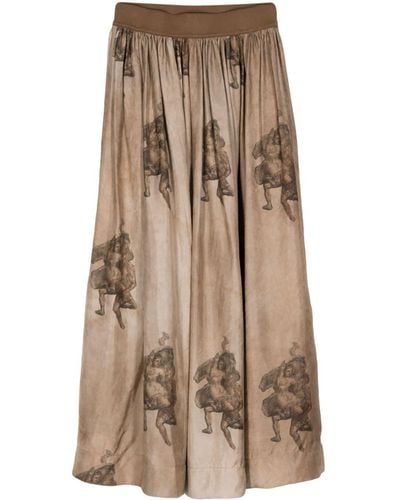 Uma Wang Gillian Renaissance-print Skirt - ナチュラル
