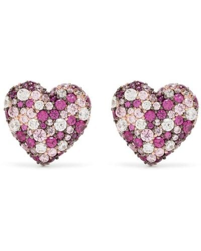 Apm Monaco Heart-motif Crystal-embellished Earrings - Purple