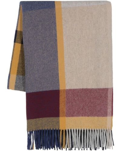 Woolrich Bold Check-pattern Fringed-edge Scarf - Blue