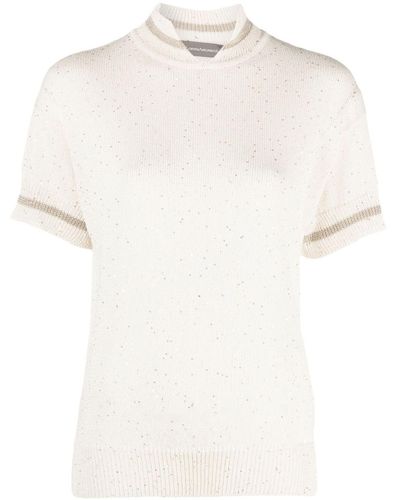 Lorena Antoniazzi Glitter Detail Cotton Blend T-shirt - White
