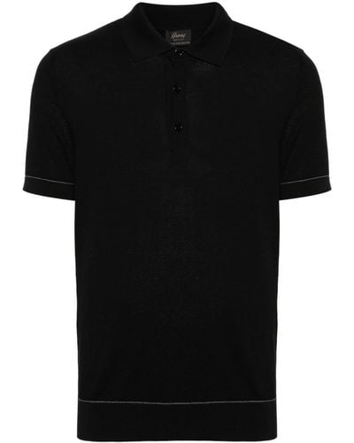 Brioni Piqué Cotton Polo Shirt - Black