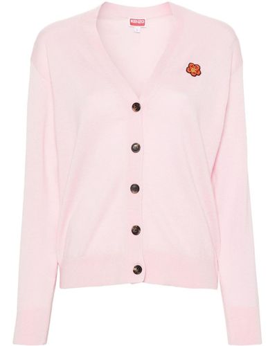 KENZO Boke Flower Crest Wool Cardigan - Pink