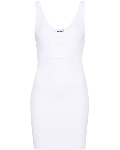 Moschino Jeans Scoop-neck Ribbed-knit Minidress - White
