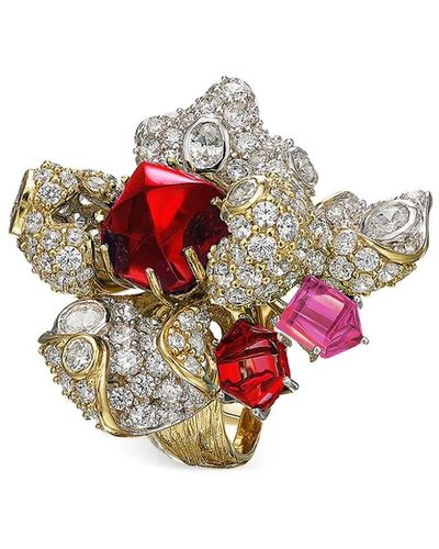 Anabela Chan 18kt Gold Vermeil Ruby Blossom Gemstone Ring - White