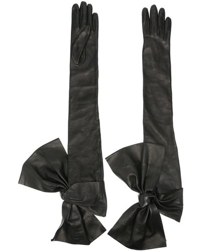 Alexander McQueen Bow-detail Leather Gloves - Black