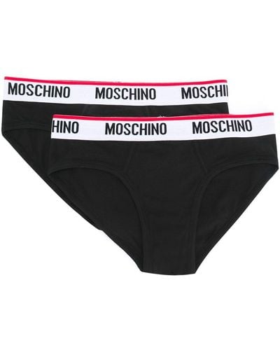 Moschino Two-pack Logo Briefs - Black