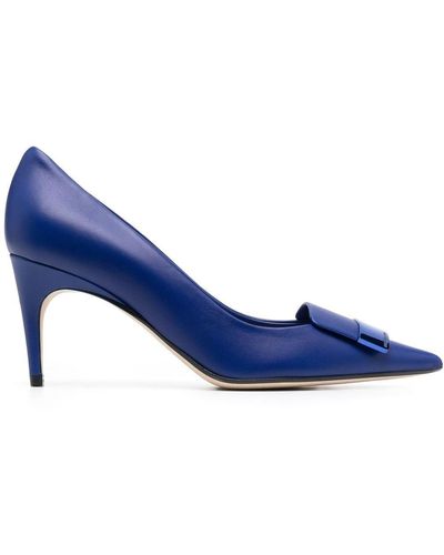 Sergio Rossi 85mm Buckle-detail Pointed Court Shoes - Blue