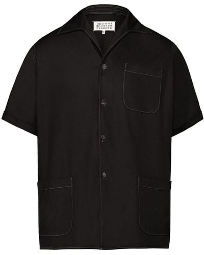Maison Margiela ツイード ショートスリーブシャツ - ブラック