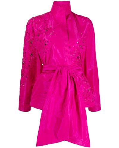 Zuhair Murad Veste ceinturée à ornements en cristal - Rose