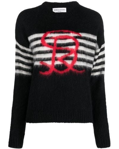 Sonia Rykiel Intarsia-knit Logo Sweater - Black