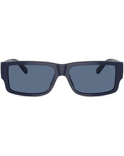 DIESEL Eckige Sonnenbrille mit Logo-Schild - Blau