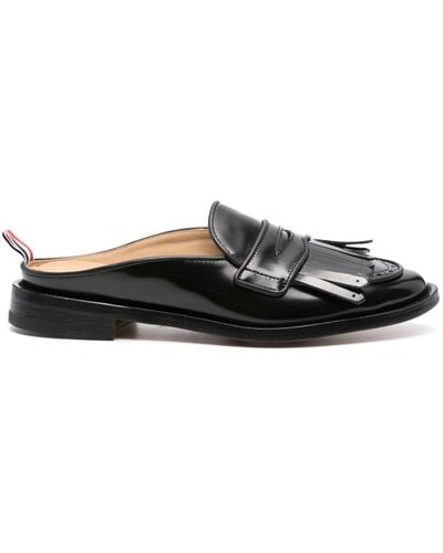 Thom Browne Kilt Varsity Leather Penny Loafers - Black