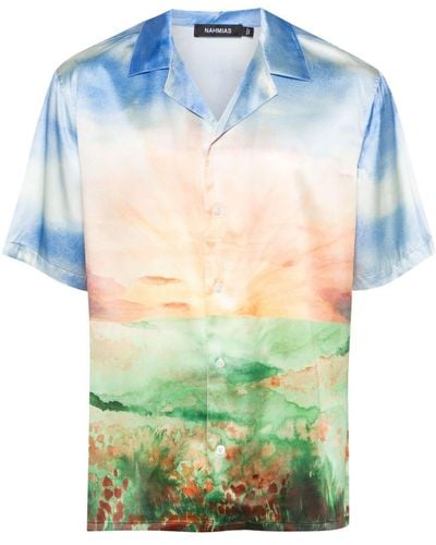 NAHMIAS Summerland Sunset Silk Shirt - Blue