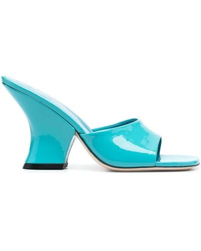 BY FAR Tais 85mm Patent-leather Mules - Blue