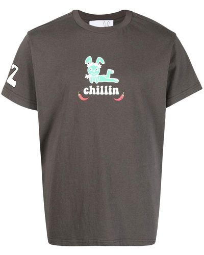 Natasha Zinko T-shirt Chillin con stampa grafica - Grigio