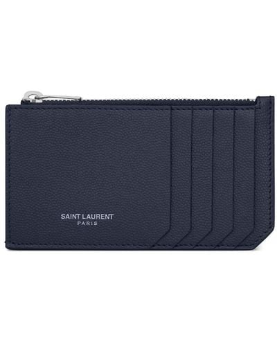 Saint Laurent Fragments Zipped Cardholder - Blue