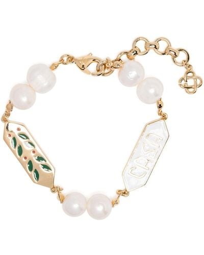 Casablancabrand Logo-plaque Pearl-embellished Bracelet - White