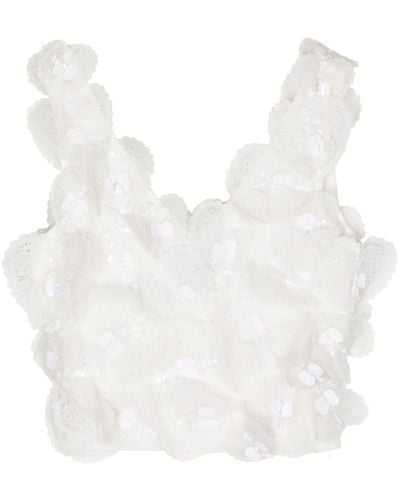 Cynthia Rowley Heart-appliquéd Cropped Top - White