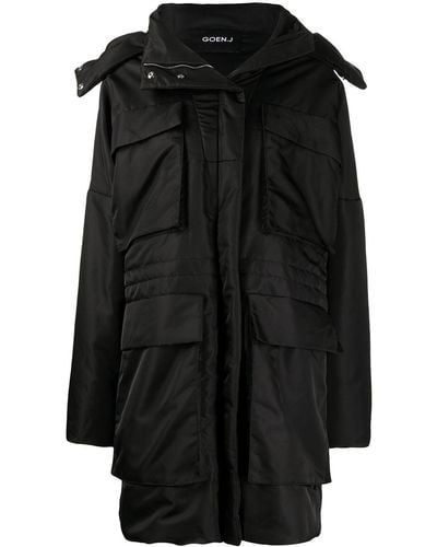 Goen.J Parka con capucha y diseño de cuatro bolsillos - Negro