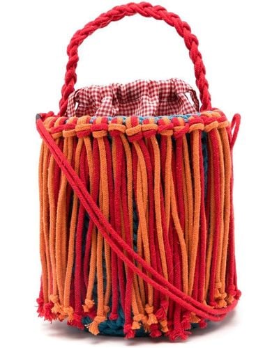 Nannacay Olympia Knitted Bucket Bag - Red