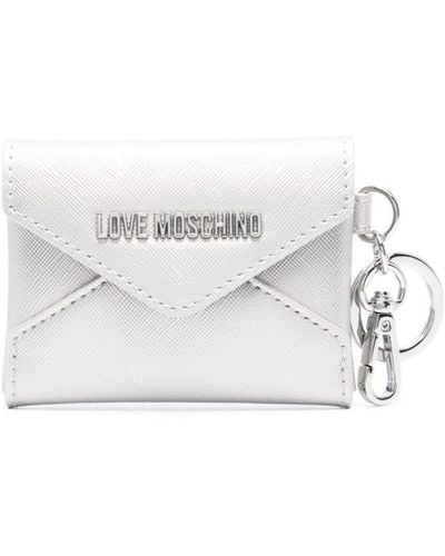 Love Moschino Portemonnaie mit Logo-Schild - Weiß