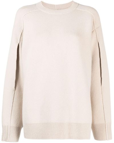 Lanvin Cape-back Virgin-wool Blend Sweater - Natural