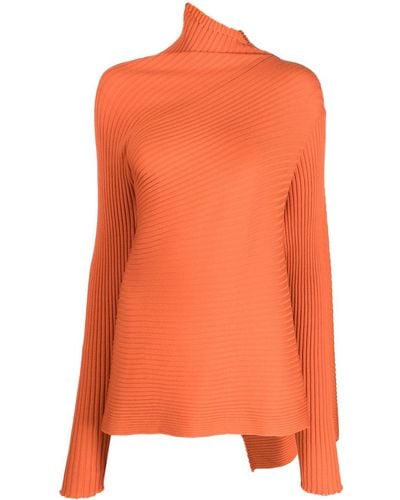 Marques'Almeida Asymmetric-design Ribbed-knit Jumper - Orange