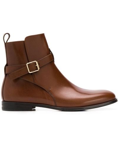 SCAROSSO Lara Buckled Ankle Boots - Brown