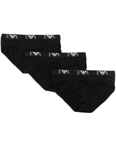 Emporio Armani Pack de bóxeres con logo en la cinturilla - Negro