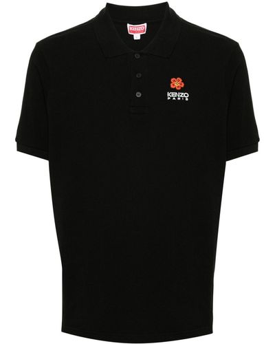 KENZO Black Boke Flower Crest Logo Polo T-shirt