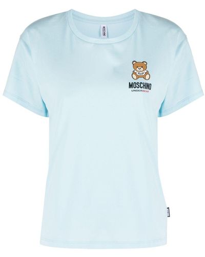 Moschino Teddy Bear-motif Stretch-cotton T-shirt - Blue