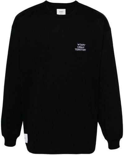WTAPS Logo-embroidered Long-sleeve T-shirt - Black