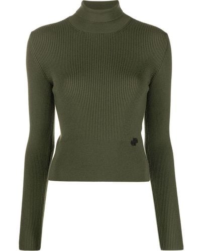 Patou Roll-neck Ribbed Sweater - Green